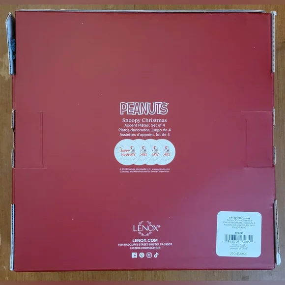 🎄 Lenox Snoopy “Happy Holidays” Accent Plates – Set of 4 – NIB 🎄 - Picture 7 of 11